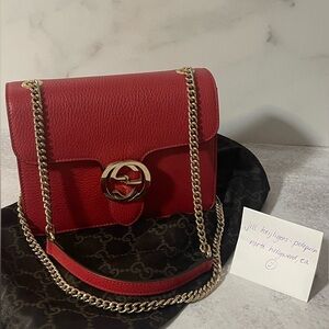 Gucci Interlocking G Small Chain Bag - Red